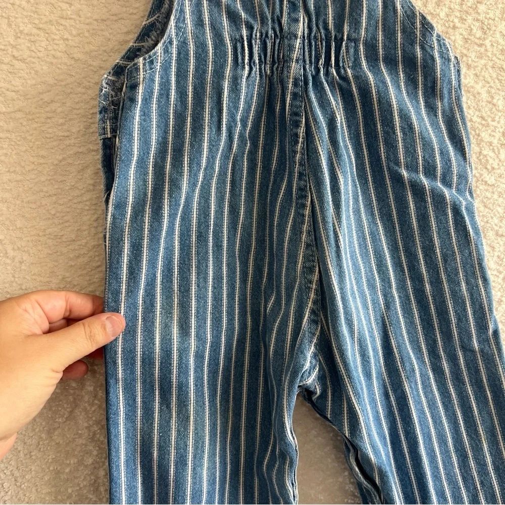 Osh Kosh B’Gosh Vintage Retro Denim Stripe Blue Overalls Infant Size 24‎ Months